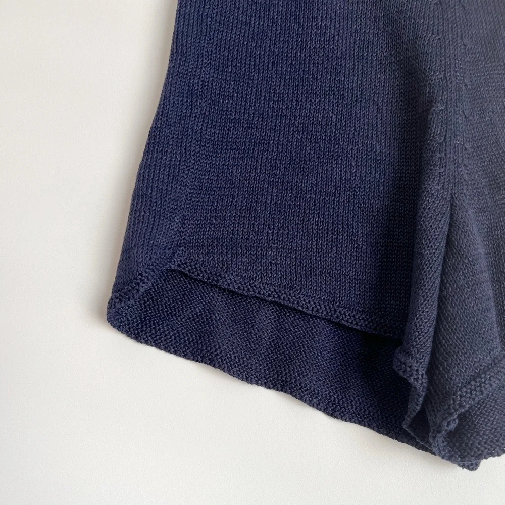 NWT Zara Linen Blend Knit Navy Blue Shorts Size Small - Picture 3 of 7